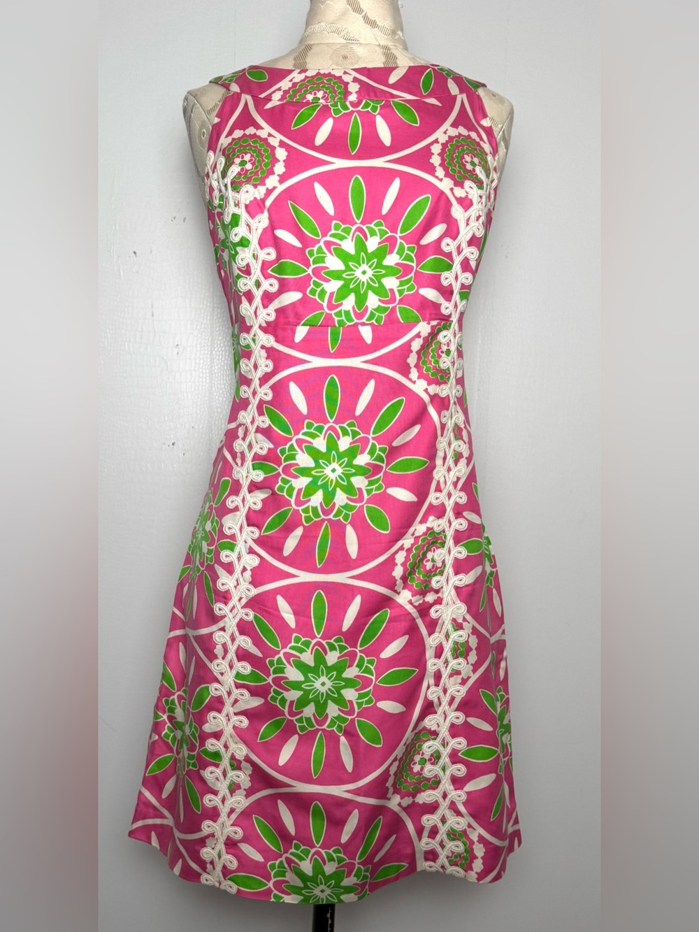 Lilly Pulitzer Silk Shift Dress Pink Green Medallion Small 6 Resort